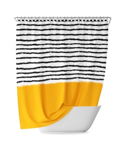 Nordic Geometric Solid Striped Shower Curtain in Retro Style for a Modern Look
