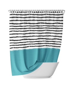 Nordic Geometric Solid Striped Shower Curtain in Retro Style for a Modern Look