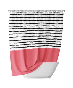 Nordic Geometric Solid Striped Shower Curtain in Retro Style for a Modern Look