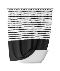 Nordic Geometric Solid Striped Shower Curtain in Retro Style for a Modern Look