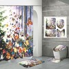 Nordic Style Butterfly Forest Tree Print Shower Curtain For Unique Bathroom Decor
