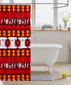 Nordic Style Penguin Tribe Arrow Aztec Print Shower Curtain, Unique Bathroom Decor