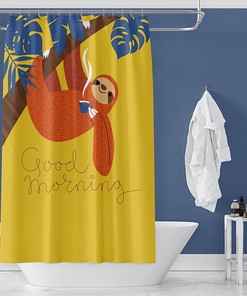 Nordic Style Sloth Shower Curtain, Add a Touch of Minimalist Design to Your Bathroom 