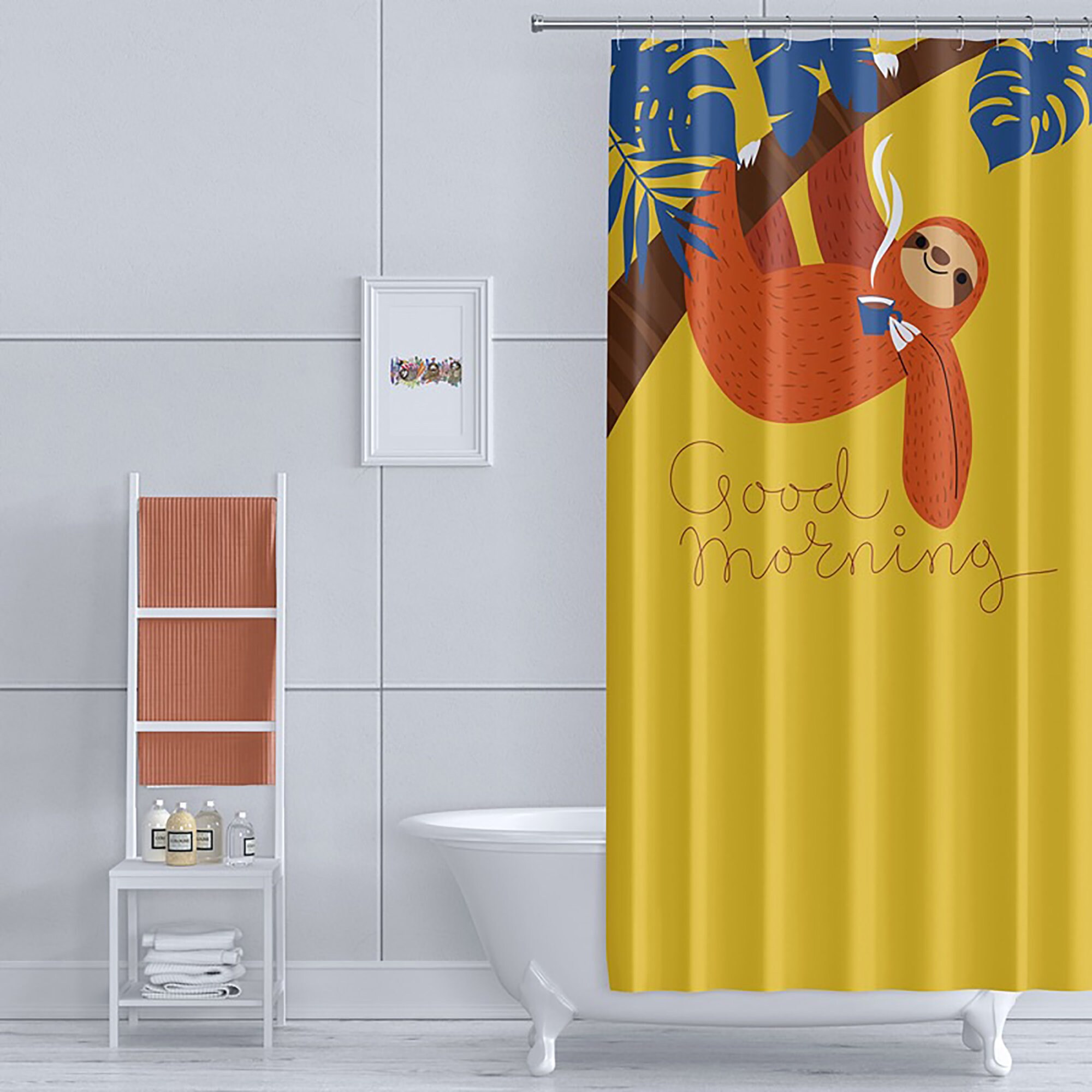 Nordic Style Sloth Shower Curtain, Add a Touch of Minimalist Design to Your Bathroom