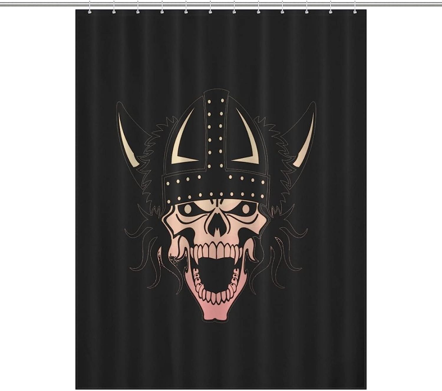Norse Mythology Bathroom Shower Curtain with Viking Skull Design