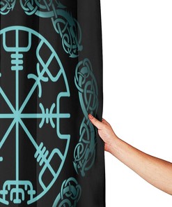 Norse Mythology Warrior Compass Print Shower Curtain - Waterproof Bath Curtain