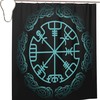 Norse Mythology Warrior Compass Print Shower Curtain - Waterproof Bath Curtain Viking Design for Home