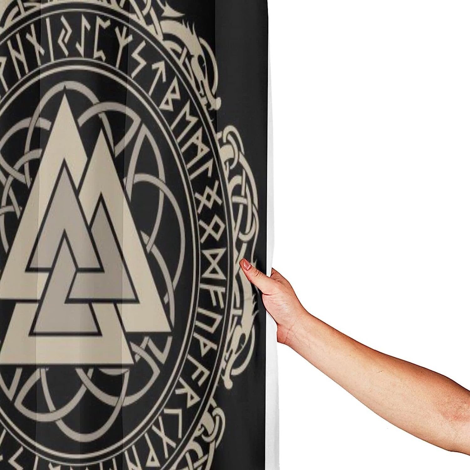 Norse Mythology Warrior Compass Print Shower Curtain - Waterproof Bath Curtain with Viking Design for Home