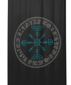 Norse Mythology Warrior Compass Shower Curtain - Waterproof and Unique Bathroom Decor