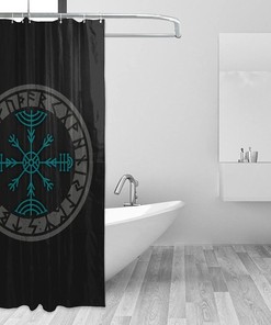 Norse Mythology Warrior Compass Shower Curtain - Waterproof and Unique Bathroom Decor