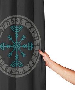 Norse Mythology Warrior Compass Shower Curtain - Waterproof and Unique Bathroom Decor