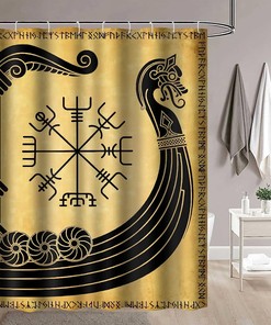 Norse Pirate Ship Ancient Dragon Head Vikings Shower Curtain - Viking Ship Bathroom Decor