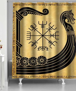 Norse Pirate Ship Ancient Dragon Head Vikings Shower Curtain - Viking Ship Bathroom Decor