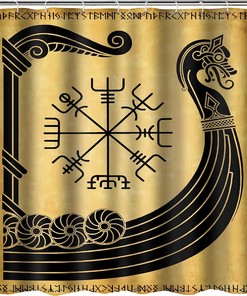 Norse Pirate Ship Ancient Dragon Head Vikings Shower Curtain - Viking Ship Bathroom Decor