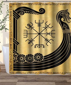 Norse Pirate Ship Ancient Dragon Head Vikings Shower Curtain - Viking Ship Bathroom Decor