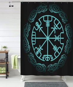 Norse Warrior Compass Shower Curtain for a Viking-Inspired Bathroom