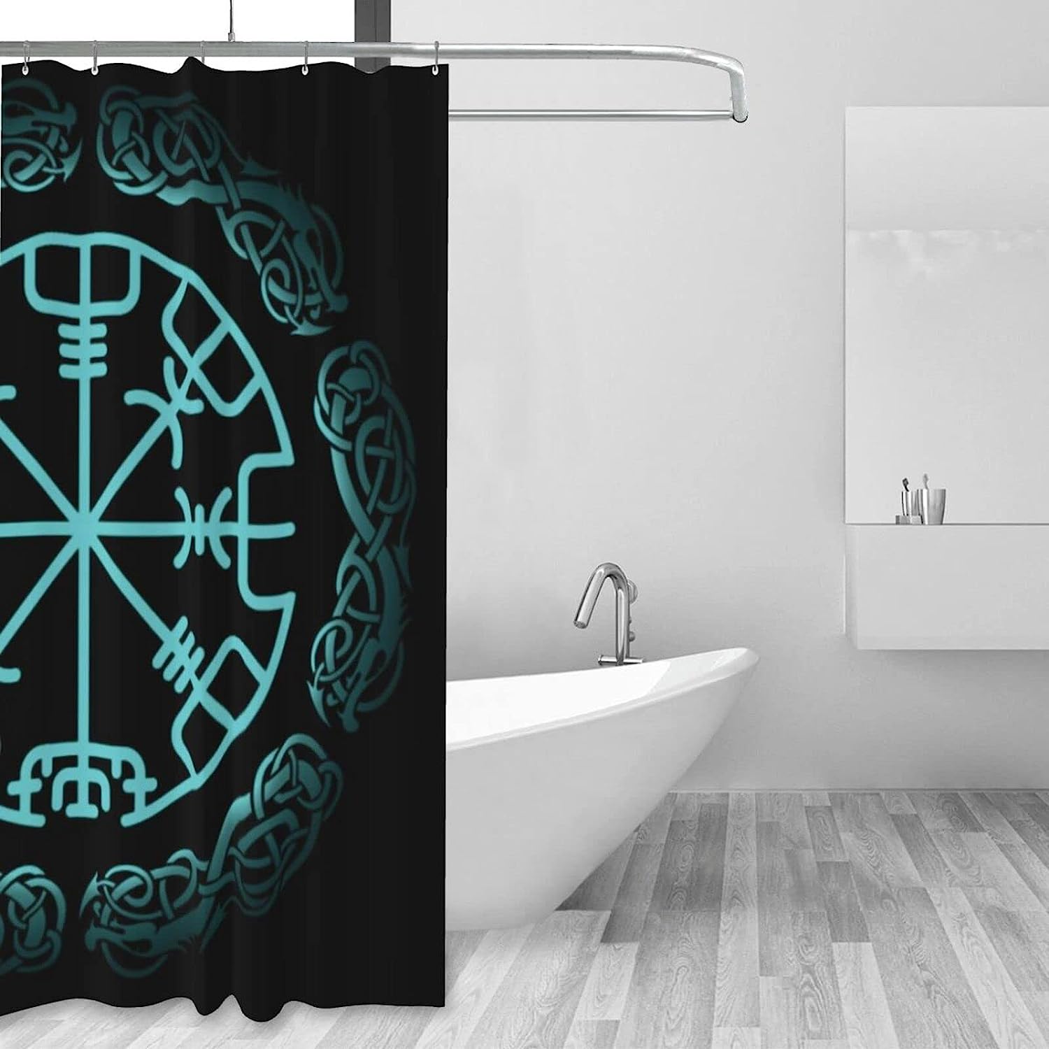 Norse Warrior Compass Shower Curtain for a Viking-Inspired Bathroom