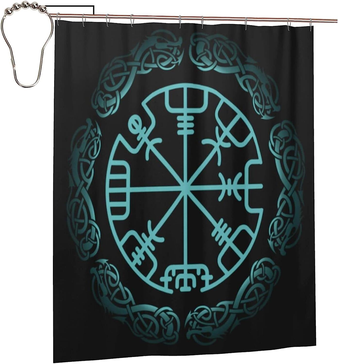 Norse Warrior Compass Shower Curtain for a Viking-Inspired Bathroom