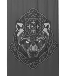 Norse Wolf Rune Symbol Shower Curtain - Perfect for Scandinavian Bathroom Decor