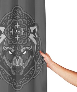 Norse Wolf Rune Symbol Shower Curtain - Perfect for Scandinavian Bathroom Decor