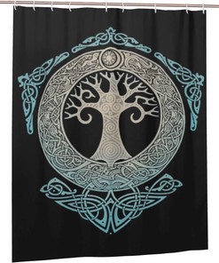 Norse Yggdrasil Tree Shower Curtain for a Vintage Viking Style
