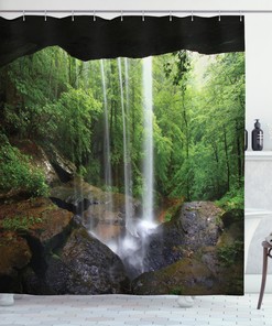 North Alabama Waterfall Print Shower Curtain For A Scenic Bathroom Look