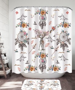 North American Floral Dreamcatcher Printed Shower Curtain: Bohemian-Themed Bath Accessory