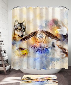North American Wildlife Dream Catcher Shower Curtain - Nature Bathroom Decor