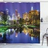 North Carolina Marshall Park Night Reflections On Lake City Shower Curtain - Fabric Bathroom Decors