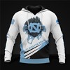 North Carolina Tar Heels 3D Zip Hoodie - Long Sleeve Zip Hoodie For Fan