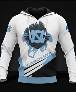 North Carolina Tar Heels 3D Zip Hoodie - Long Sleeve Zip Hoodie For Fan