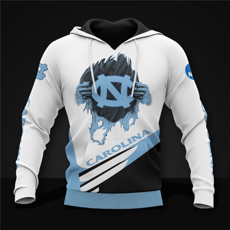 North Carolina Tar Heels 3D Zip Hoodie - Long Sleeve Zip Hoodie For Fan