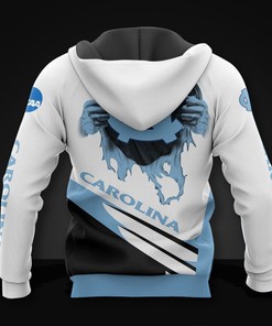 North Carolina Tar Heels 3D Zip Hoodie - Long Sleeve Zip Hoodie For Fan