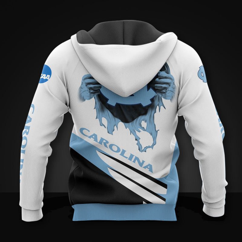 North Carolina Tar Heels 3D Zip Hoodie - Long Sleeve Zip Hoodie For Fan