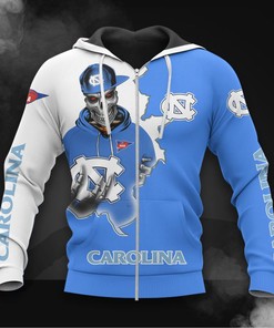 North Carolina Tar Heels Zip Hoodie 3D - Long Sleeve Zip Hoodie For Fan