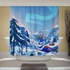 Northern Lights Art Fun Shower Curtain With Whimsical Animal And Nature Design,