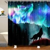 Northern Lights Galaxy Wolf Shower Curtain For Kids Bathroom