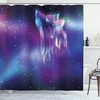 Northern Starry Sky Wolf Aurora Shower Curtain, Psychedelic Borealis Display Cloth Fabric Bathroom Decors