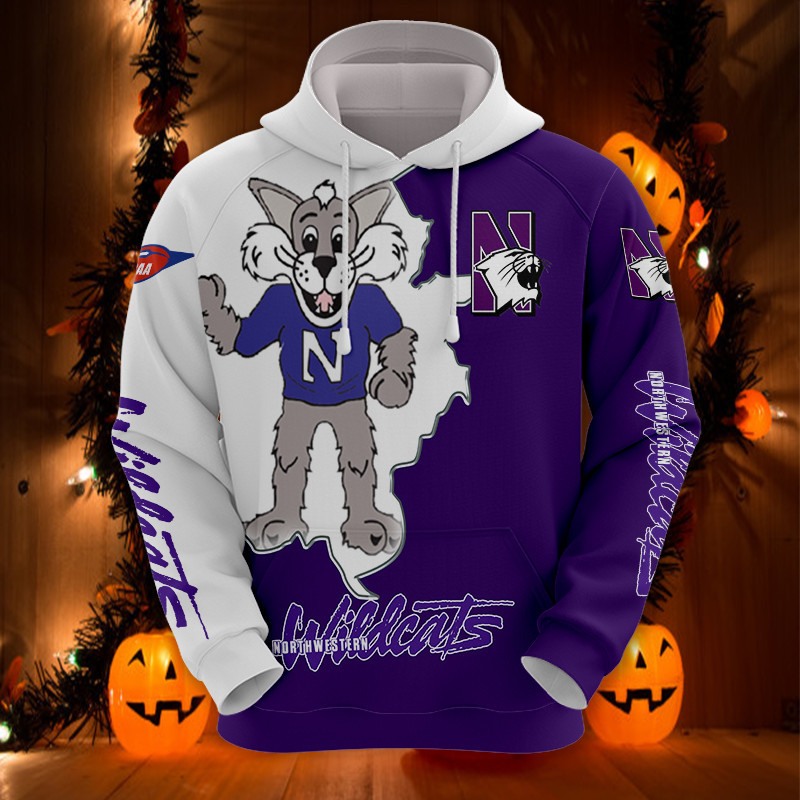Northwestern Wildcats Zip Hoodie 3D - Long Sleeve Gift For Fan