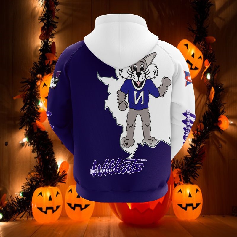 Northwestern Wildcats Zip Hoodie 3D - Long Sleeve Gift For Fan