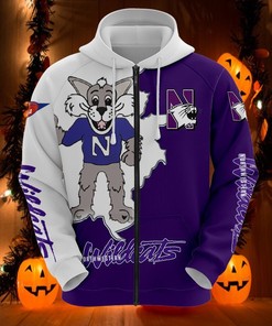 Northwestern Wildcats Zip Hoodie 3D - Long Sleeve Gift For Fan