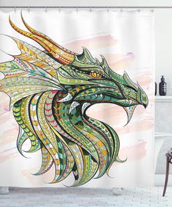 Nostalgic And Vintage Dinosaur Shower Curtain With A Distressed Design For A Unique And Cool Bathroom Look