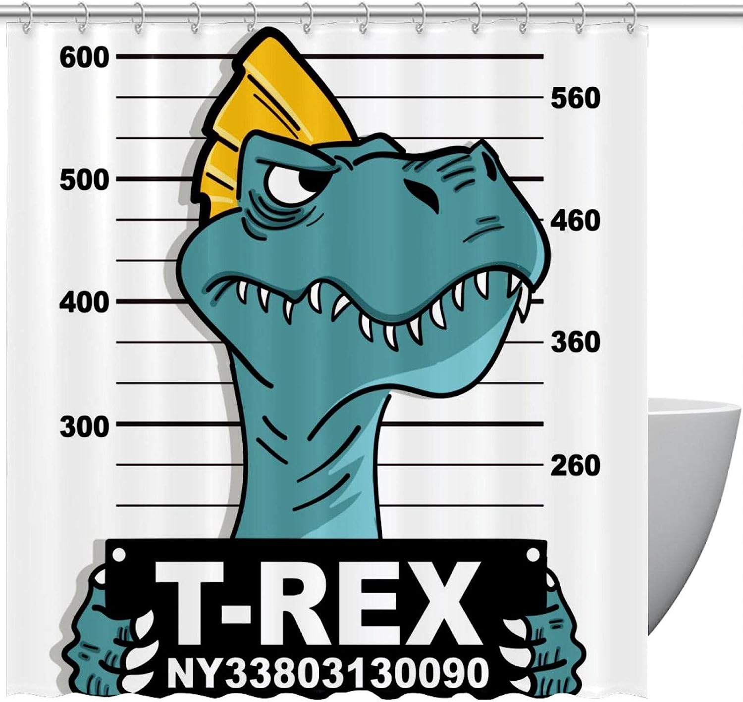 Nostalgic And Vintage Dinosaur Shower Curtain With A Distressed Design For A Unique Bathroom