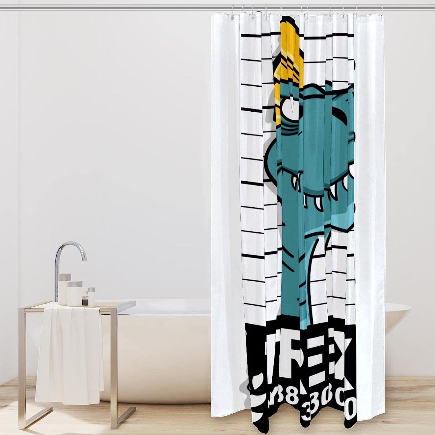 Nostalgic And Vintage Dinosaur Shower Curtain With A Distressed Design For A Unique Bathroom - Image 2