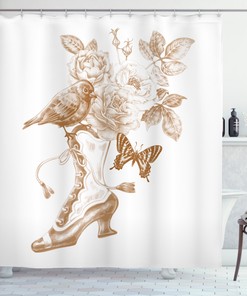 Nostalgic Butterflies Print Victorian Shower Curtain for Bathroom Decor