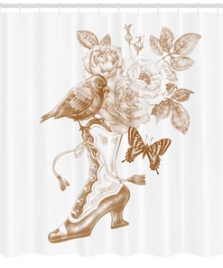 Nostalgic Butterflies Print Victorian Shower Curtain for Bathroom Decor