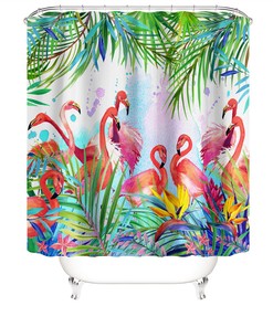 Nostalgic Flamingo Shower Curtain For A Retro Bathroom