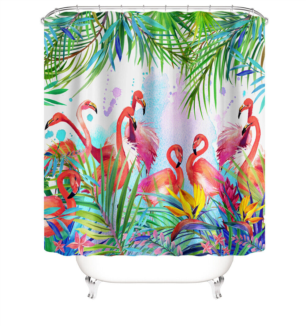 Nostalgic Flamingo Shower Curtain For A Retro Bathroom