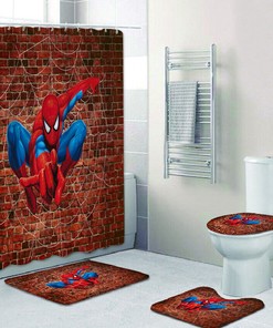 Nostalgic Spider-Man Bathroom Shower Curtain Pad for Comic Book Collectors