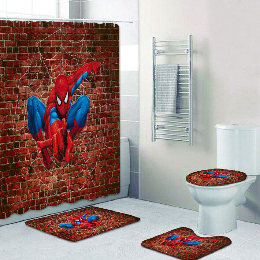 Nostalgic Spider-Man Bathroom Shower Curtain Pad for Comic Book Collectors